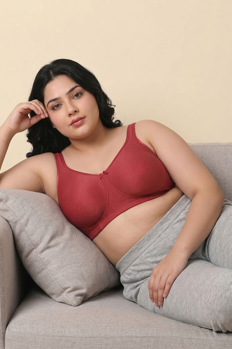Zivame True Curv Jacquard Single Layered Non Wired Full Coverage Super Support Bra - Garnet Rose — image 5